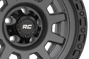 GMC K15/K1500 Suburban Wheel - Rough Country - 85 Series One-Piece with Matte Black Simulated Bead Lock - Gunmetal Gray/Black - '70-'74